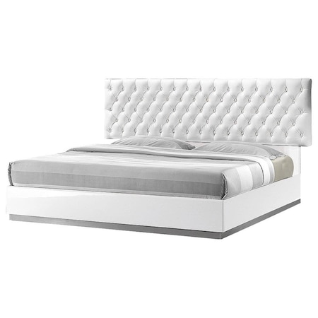 Best Master Furniture Seville White Tufted Platform Queen Bed Seville Queen Bed